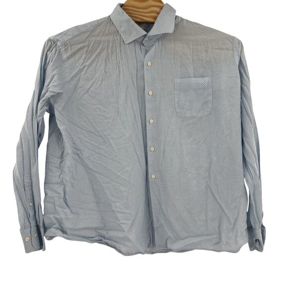 Peter Millar 2XL Blue Star Pattern Long Sleeve Button Down Linen Blend Shirt - Picture 5 of 6
